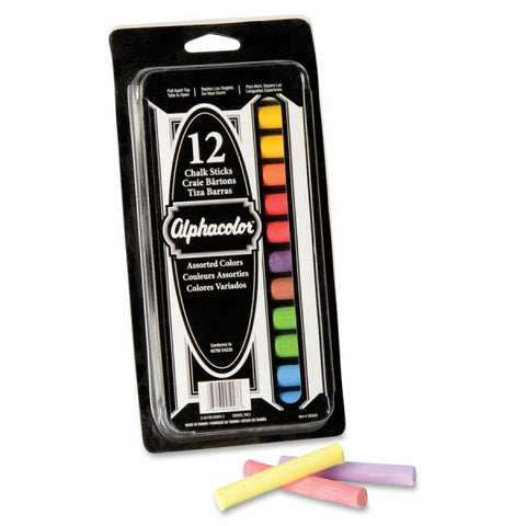 Quartet Colored Chalk, Low Dust, Assorted Colors, 12 Sticks Per Pack