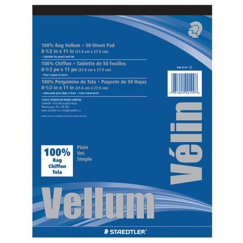 Clearprint Plain Vellum Paper, 8 1/2" x 11", White, Pack Of 50 Sheets