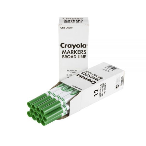 Crayola Washable Broad Line Markers, Green, Pack Of 12 Markers