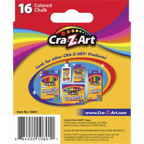 Cra-Z-Art Colored Chalk, Assorted Colors, 16/Pack