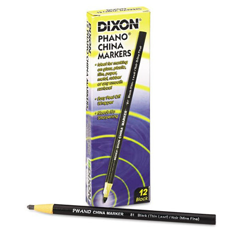 Dixon Phano China Marker, Black, Box of 12