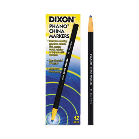 Dixon Phano China Markers, Blue, Presharpened, Pack of 12