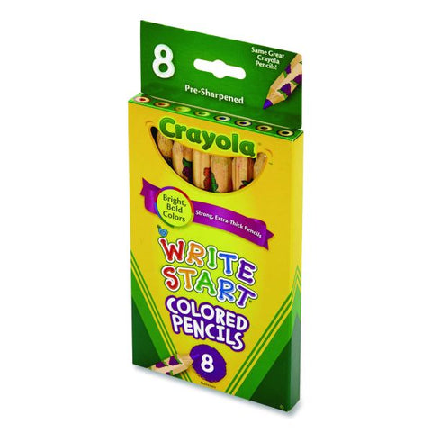 Crayola Write Start Colored Pencils, 5.33 mm, Assorted Lead and Barrel Colors, 8/Box