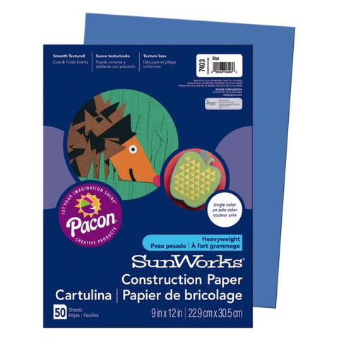 Prang Construction Paper, 9" x 12", Blue, Pack Of 50