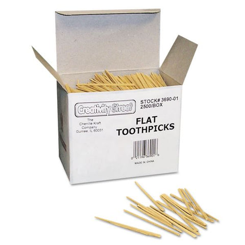 Creativity Street Wood Crafts Flat Toothpicks, Natural, Box Of 2,500