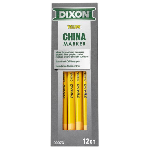 Dixon Phano China Markers, Yellow, Box Of 12