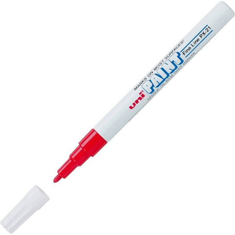 Uni-Paint Markers, Fine Point, Red, Pack Of 12