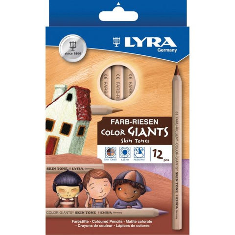 Lyra Color-Giants Skin-Tone Pencils, 6.3 mm Lead, Assorted Colors, Pack Of 12