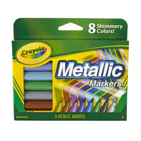 Crayola Metallic Markers, Bullet Point, Assorted Colors, Pack Of 8