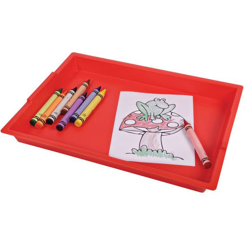 deflecto Little Artist Antimicrobial Finger Paint Tray, 16 x 1.8 x 12, Red