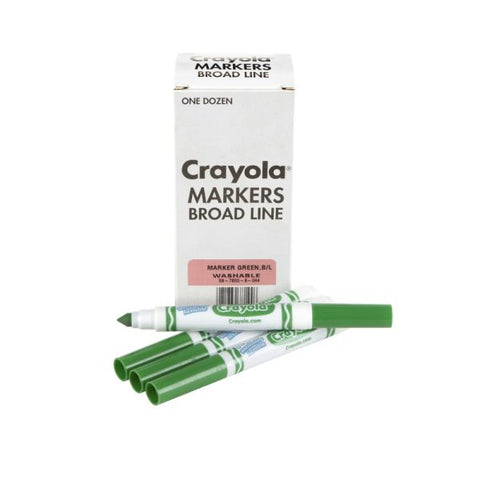 Crayola Washable Broad Line Markers, Green, Pack Of 12 Markers