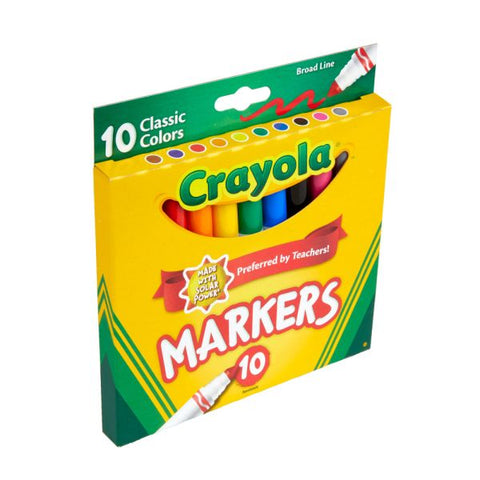 Crayola Broad Line Markers, Assorted Classic Colors, Box Of 10