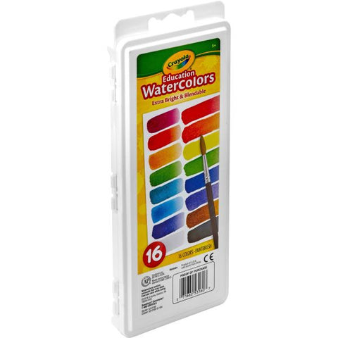 Crayola Watercolors, 16 Assorted Colors, Palette Tray