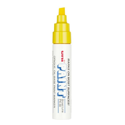 uniball uni Paint Oil-Base Marker, Broad, White Barrel, Yellow Ink