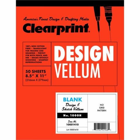 Clearprint Plain Vellum Paper, 8 1/2" x 11", White, Pack Of 50 Sheets