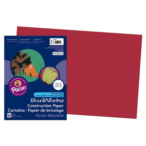 Prang Construction Paper, 12" x 18", Red, Pack Of 50