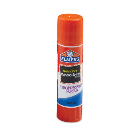 Elmer's Washable School Glue Sticks, 0.24 oz, Applies Purple, Dries Clear, 4/Pack