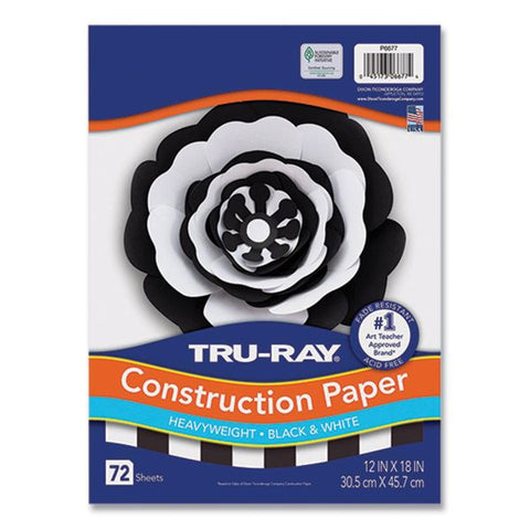 Pacon Tru-Ray Construction Paper, 76 lb Text Weight, 12 x 18, Assorted Colors, 72/Pack