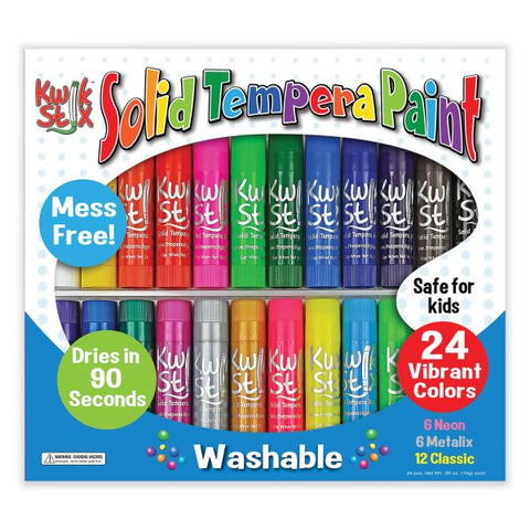 TPG Creations Kwik Stick Tempera Paint, 3.5", Assorted Colors, 24/Pack