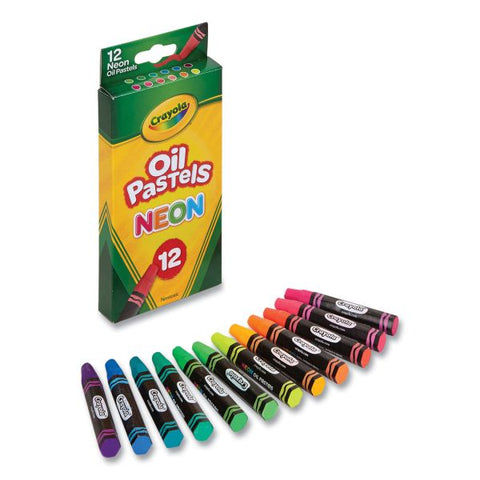 Crayola Neon Oil Pastels, 12 Assorted Colors, 12/Pack