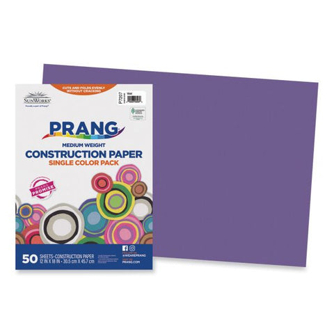 Prang SunWorks Construction Paper, 50 lb Text Weight, 12 x 18, Violet, 50/Pack