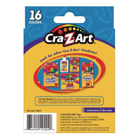 Cra-Z-Art Washable Jumbo Crayons, 16 Assorted Colors, 16/Pack