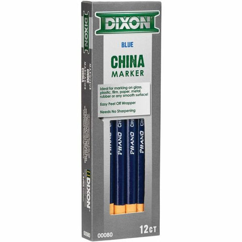 Dixon Phano China Markers, Blue, Presharpened, Pack of 12