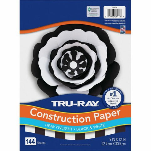 Pacon Tru-Ray Construction Paper, 76 lb Text Weight, 9 x 12, Assorted Colors, 144/Pack