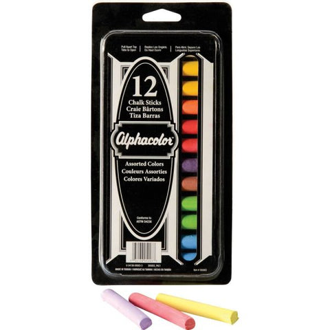 Quartet Colored Chalk, Low Dust, Assorted Colors, 12 Sticks Per Pack