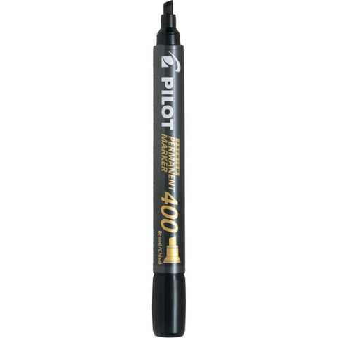 Pilot Premium 400 Permanent Markers, Broad Chisel Tip, 4.8 mm, Black Barrel/Ink, Pack Of 12 Markers