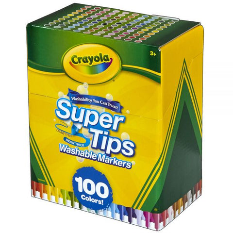 Crayola Washable Super Tips Markers, Assorted Colors, Pack Of 100 Markers