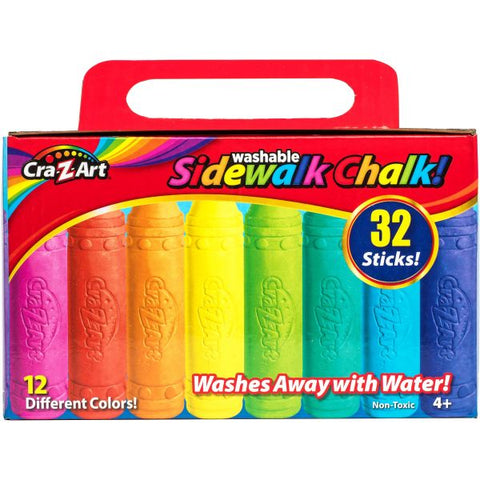 Cra-Z-Art Washable Sidewalk Chalk, 12 Assorted Colors, 32 Sticks/Box