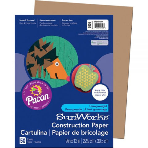 Prang Construction Paper, 9" x 12", Light Brown, Pack Of 50