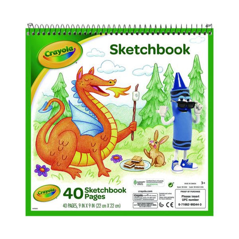 Crayola Animal Animations Wirebound Sketchpad, Unruled, Gold/Green Cover, 40 White 9 x 9 Sheets