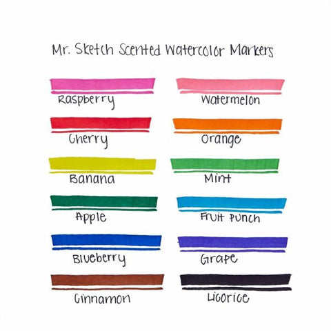 Mr. Sketch Watercolor Markers, Scented Assorted Colors, Set Of 12