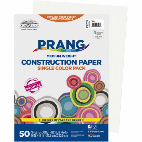 Prang Construction Paper, 9" x 12", White, Pack Of 50