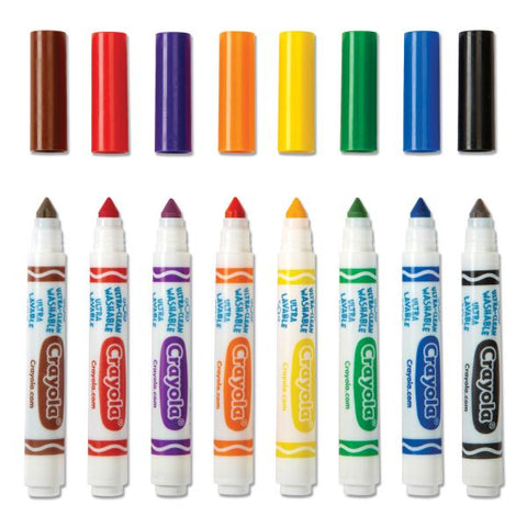 Crayola Ultra-Clean Washable Markers, Fine/Broad Wedge/Chisel Tips, Assorted Colors, 8/Box