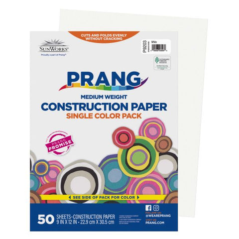 Prang Construction Paper, 12" x 18", White, Pack Of 50