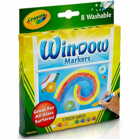 Crayola Washable Window Markers, Conical Tip, Assorted Colors, Box Of 8