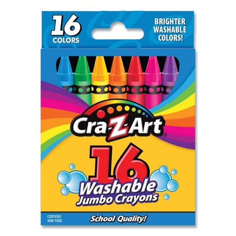 Cra-Z-Art Washable Jumbo Crayons, 16 Assorted Colors, 16/Pack