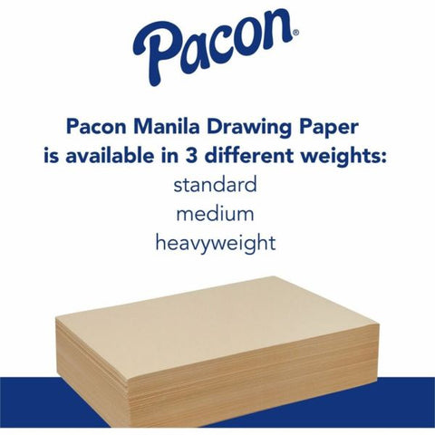 Pacon Drawing Paper Sheets - 500 Sheets - Plain - 18" x 24" - Manila Paper - Heavyweight - 500 / Ream