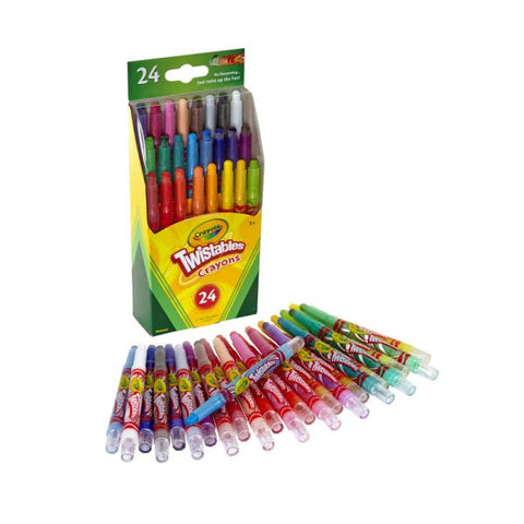 Crayola Twistables Crayons With Plastic Container, Mini Size, Assorted Colors, Pack Of 24 Crayons