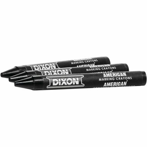 Dixon Long-Lasting Marking Crayons, 5", Black, Pack of 12