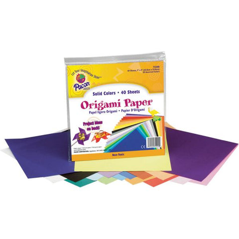 Pacon Origami Paper, 30 lb Bond Weight, 9 x 9, Assorted Bright Colors, 40/Pack