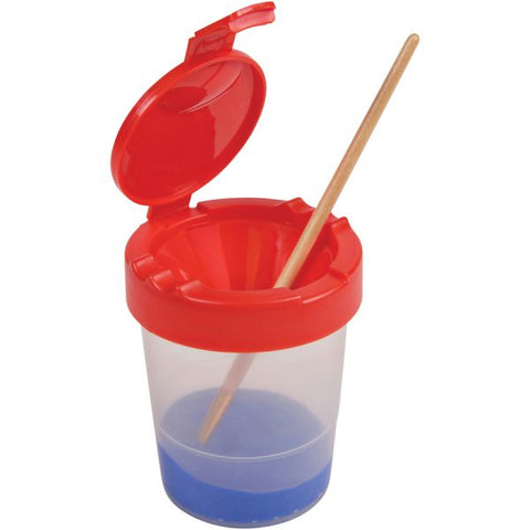 deflecto Antimicrobial No Spill Paint Cup, 3.46 w x 3.93 h, Red