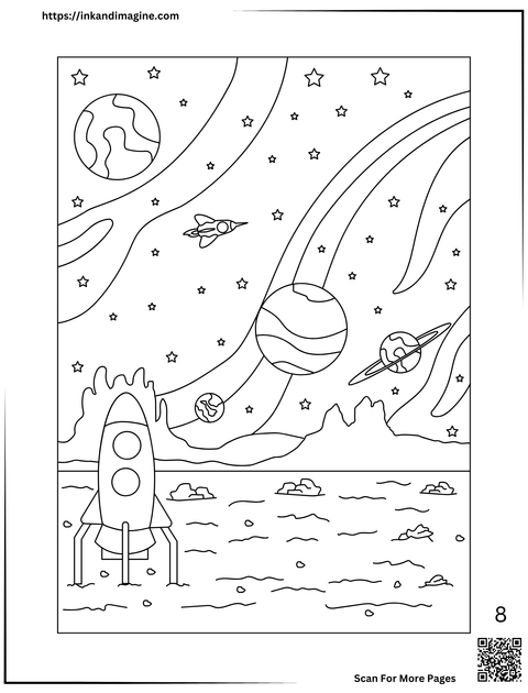 Space Coloring Page 8