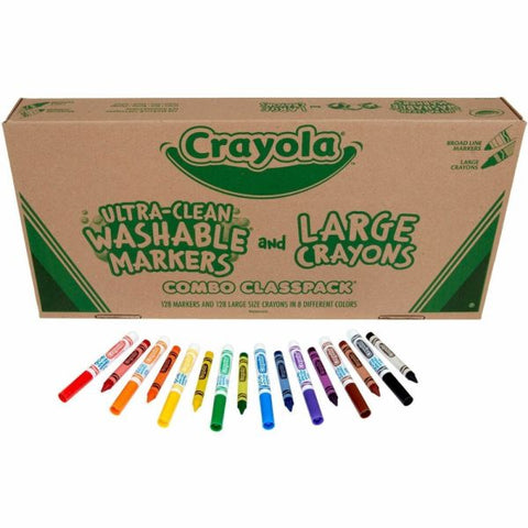 Crayola Crayons And Washable Markers Classpack, Large Size, Assorted Colors, Box Of 256