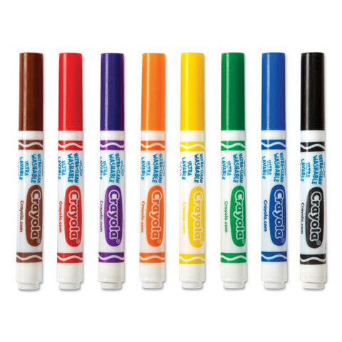 Crayola Ultra-Clean Washable Markers, Fine/Broad Wedge/Chisel Tips, Assorted Colors, 8/Box