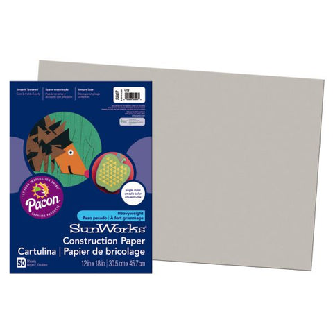 Prang Construction Paper, 12" x 18", Gray, Pack Of 50