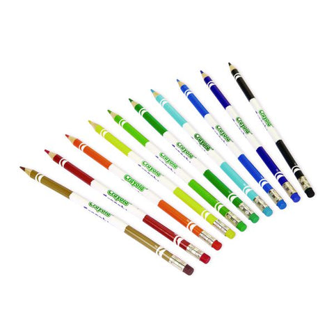 Crayola Erasable Color Pencil Set, 3.3 mm, 2B, Assorted Lead and Barrel Colors, 10/Pack